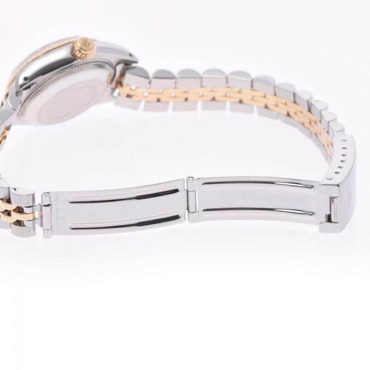 Pre Owned Rolex Champagne 18K Yellow Gold And Stainless Steel Datejust 69173 Women's Wristwatch 26 mm