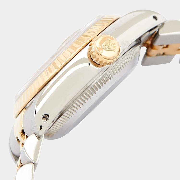 Pre Owned Rolex Champagne Diamonds 18K Yellow Gold And Stainless Steel Datejust 69173 Women's Wristwatch 26 mm