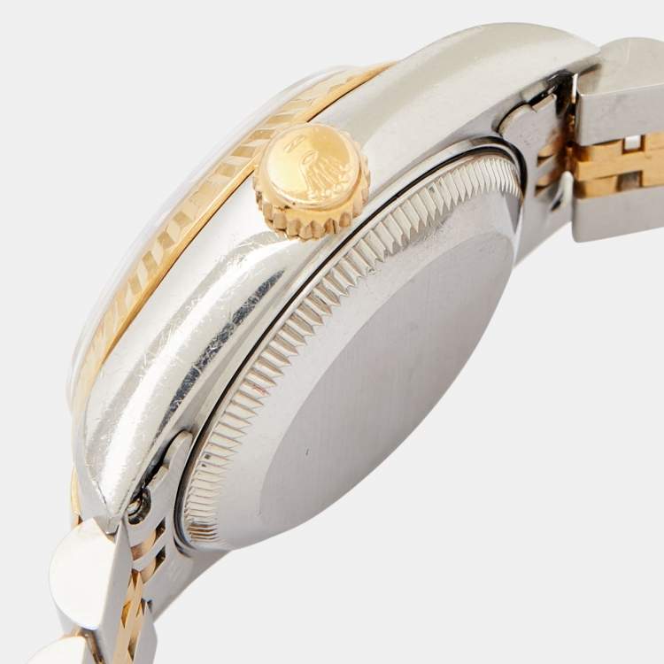 Pre Owned Rolex Champagne Diamonds 18K Yellow Gold And Stainless Steel Datejust 69173 Women's Wristwatch 26 mm