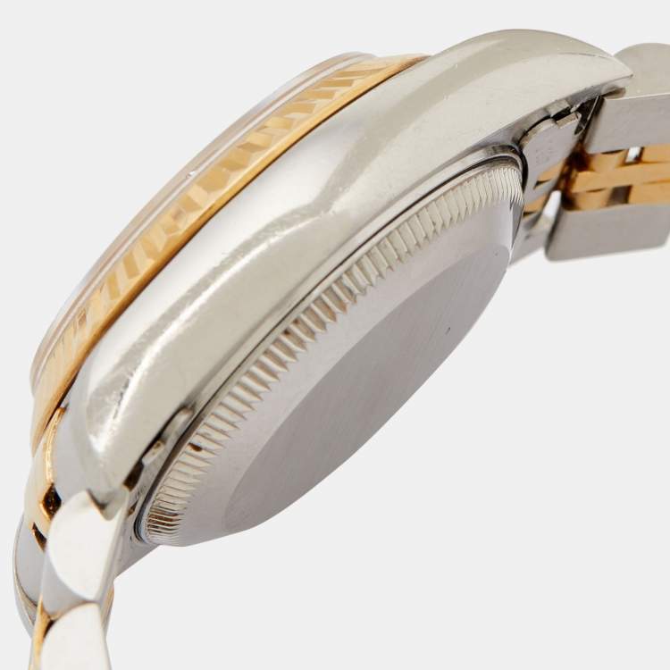 Pre Owned Rolex Champagne Diamonds 18K Yellow Gold And Stainless Steel Datejust 69173 Women's Wristwatch 26 mm