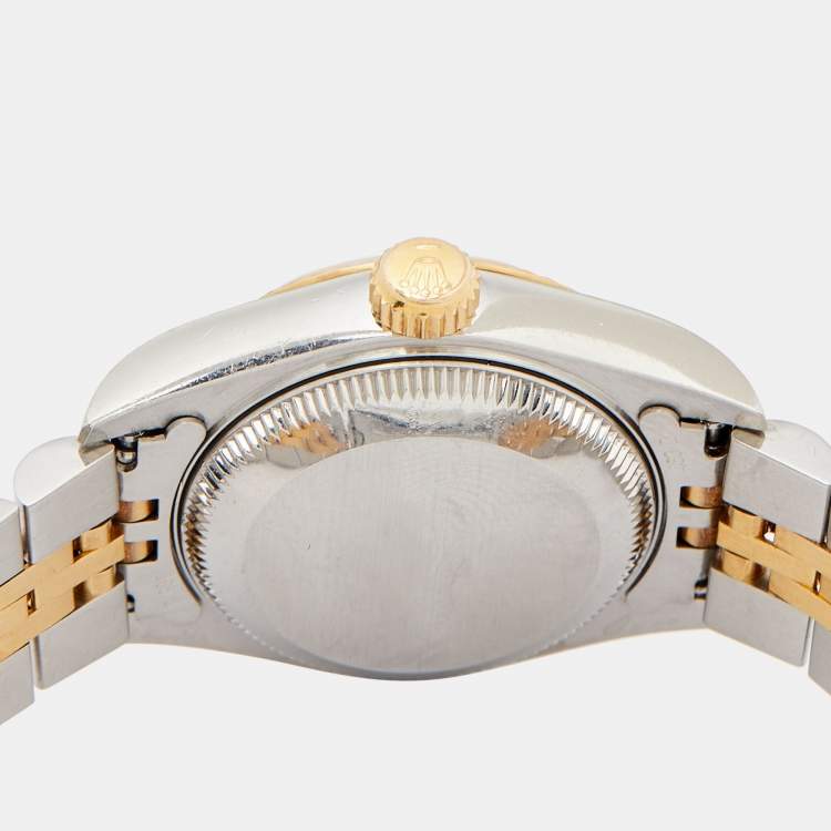 Pre Owned Rolex Champagne Diamonds 18K Yellow Gold And Stainless Steel Datejust 69173 Women's Wristwatch 26 mm