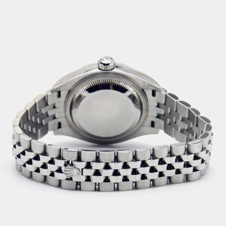 مملوكة مسبقًا Rolex Dark Grey 18K White Gold Oystersteel Diamond Datejust M279174-0015 Women's Wristwatch 28 mm