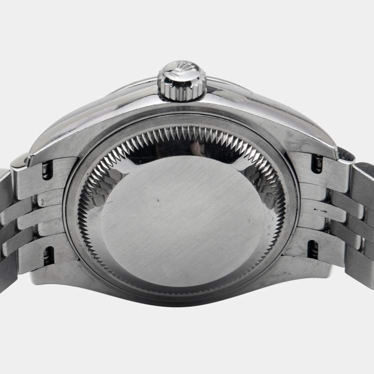 مملوكة مسبقًا Rolex Dark Grey 18K White Gold Oystersteel Diamond Datejust M279174-0015 Women's Wristwatch 28 mm
