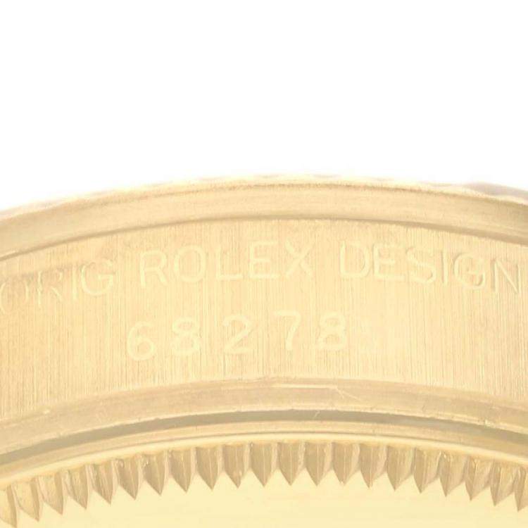 Pre Owned Rolex Champagne Diamonds 18K Yellow Gold President Datejust 68278 Automatic Women's Wristwatch 31 mm
