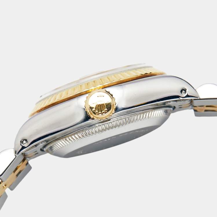 Pre Owned Rolex Champagne Diamonds 18K Yellow Gold And Stainless Steel Datejust 69173 Women's Wristwatch 26 mm