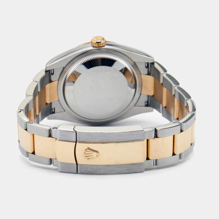 Pre Owned Rolex Black 18K Yellow Gold Oystersteel Datejust M126233-00022 Unisex Wristwatch 36 mm