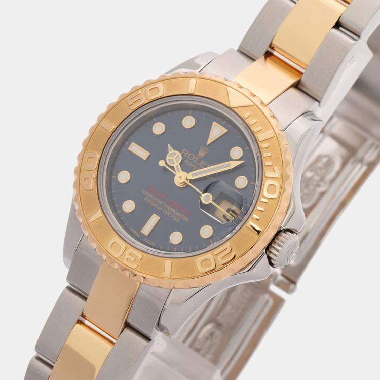 Rolex Yachtmaster Steel Yellow Gold Blue Dial Ladies Watch 169623 29 mm