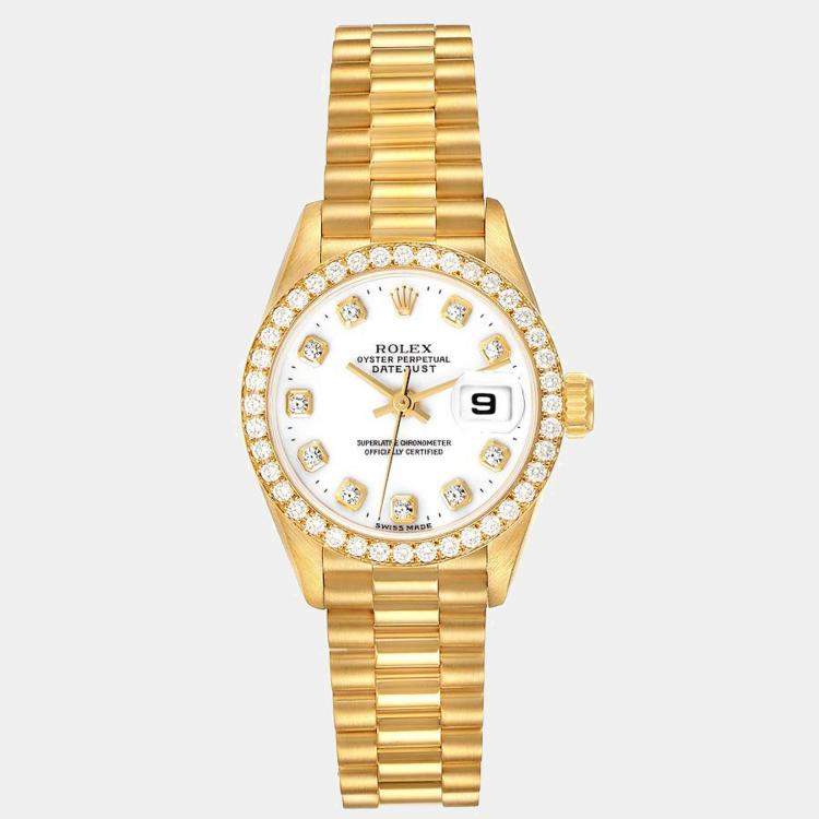 ROLEX OYSTER PERPETUAL DATEJUST PRESIDENTIAL Automatic 26mm 18K Yellow Gold  Diamond Watch