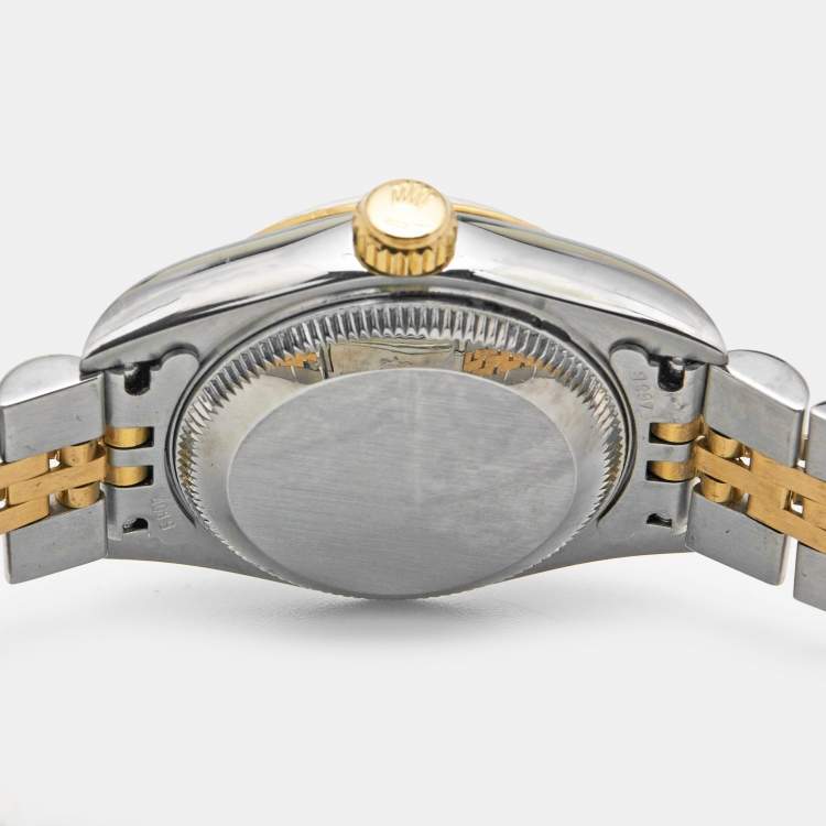 Pre Owned Rolex Champagne Diamonds 18K Yellow Gold And Stainless Steel Datejust 69173 Women's Wristwatch 26 mm