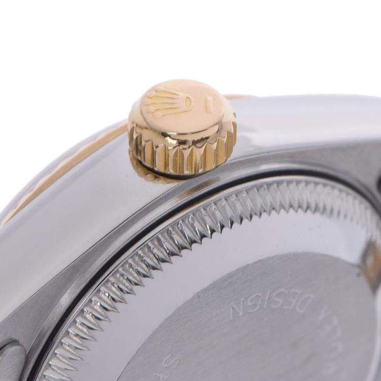 Pre Owned Rolex Champagne 18K Yellow Gold And Stainless Steel Datejust 69173 Women's Wristwatch 26 mm