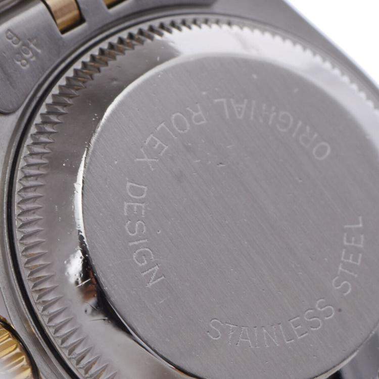 Pre Owned Rolex Champagne 18K Yellow Gold And Stainless Steel Datejust 69173 Women's Wristwatch 26 mm