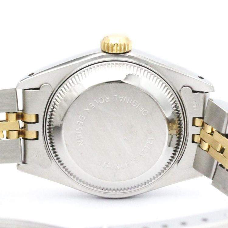 Pre Owned Rolex Champagne Diamonds 18K Yellow Gold And Stainless Steel Datejust 69173 Women's Wristwatch 26 mm