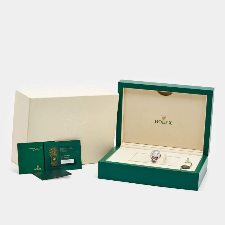 Pre Owned Rolex Diamond Pave 18K White Gold Datejust President M279139RBR-0014 Women's Wristwatch 28 