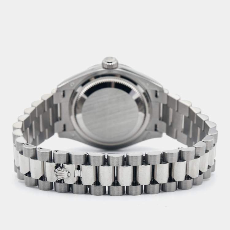 Pre Owned Rolex Diamond Pave 18K White Gold Datejust President M279139RBR-0014 Women's Wristwatch 28 