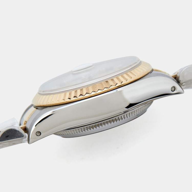 Pre Owned Rolex Champagne Diamonds 18K Yellow Gold And Stainless Steel Datejust 69173 Women's Wristwatch 26 mm