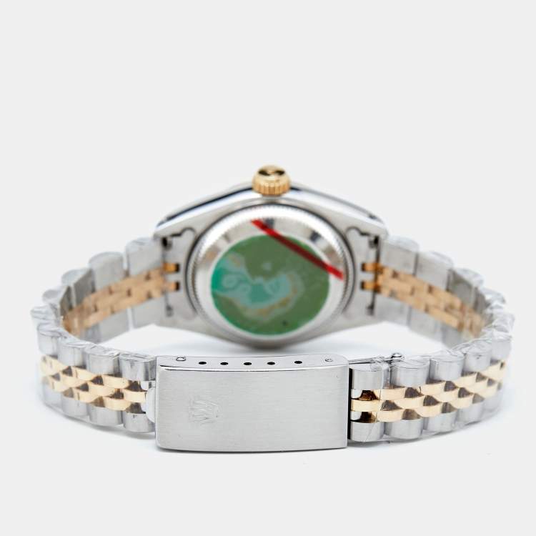 Pre Owned Rolex Champagne Diamonds 18K Yellow Gold And Stainless Steel Datejust 69173 Women's Wristwatch 26 mm