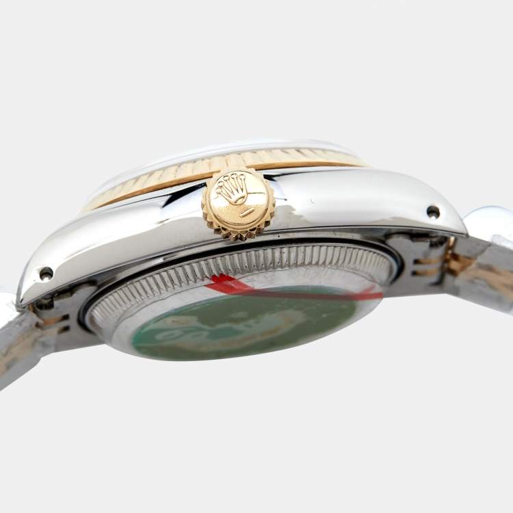 Pre Owned Rolex Champagne Diamonds 18K Yellow Gold And Stainless Steel Datejust 69173 Women's Wristwatch 26 mm