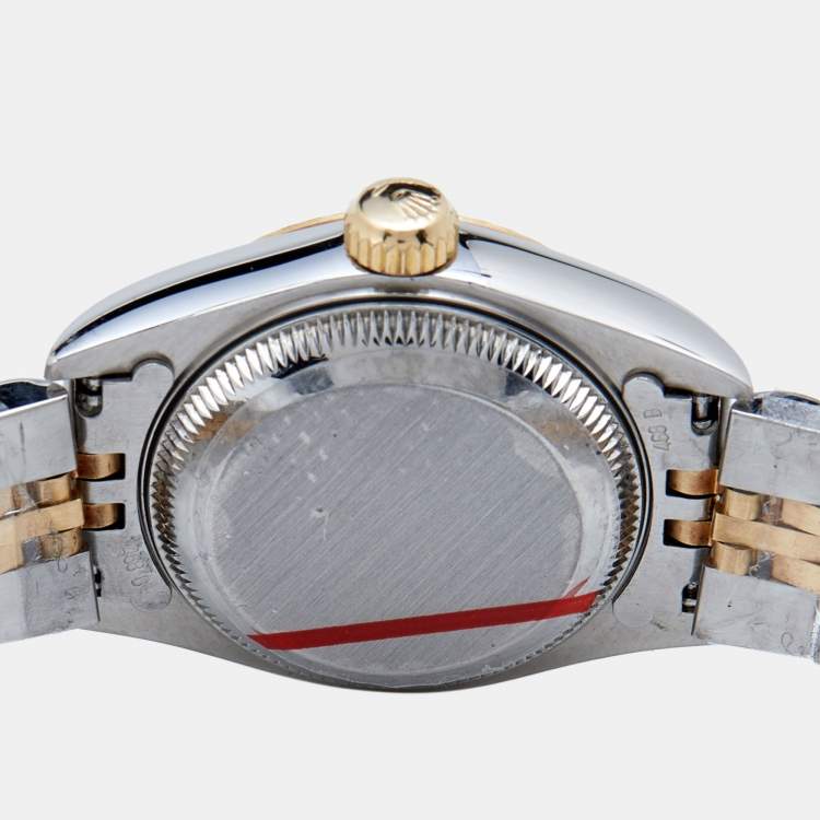 Pre Owned Rolex Champagne Diamonds 18K Yellow Gold And Stainless Steel Datejust 69173 Women's Wristwatch 26 mm