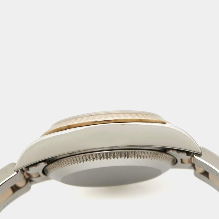 Pre Owned Rolex Champagne 18k Yellow Gold Stainless Steel Oyster Perpetual 76193 Women's Wristwatch 24 mm