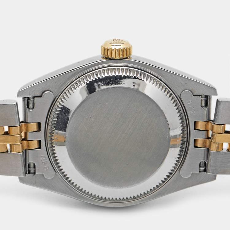 Pre Owned Rolex Ivory 18K Yellow Gold Stainless Steel Datejust 69173 Women's Wristwatch 26 mm
