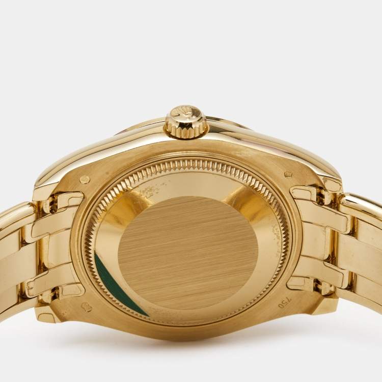 Pre Owned Rolex Diamond Pave 18K Yellow Gold Pearlmaster Datejust 81158 Women's Wristwatch 34 mm