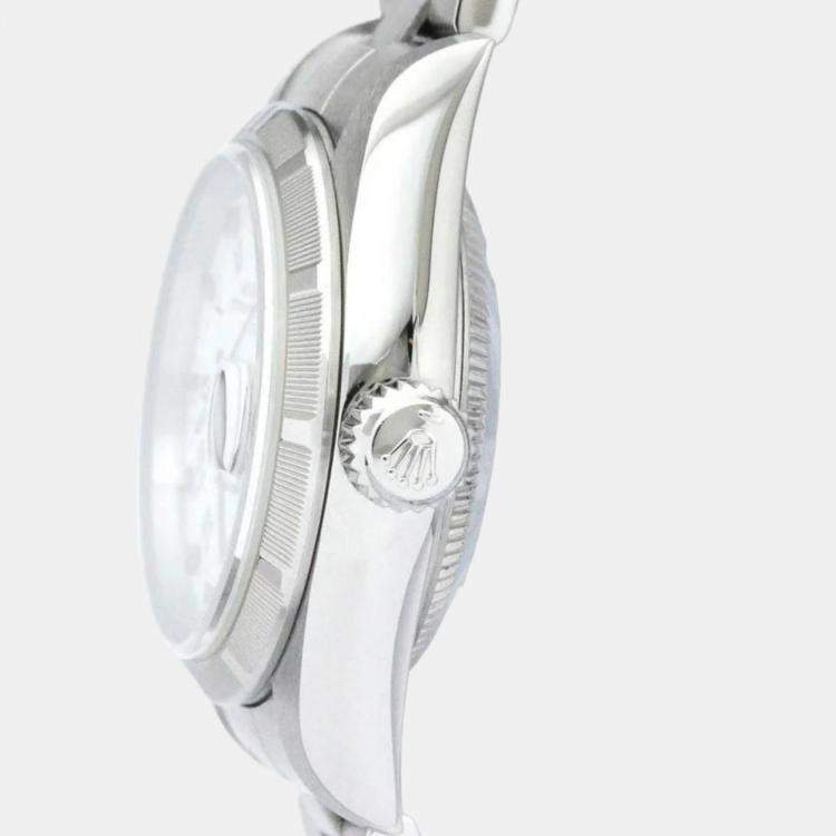 Pre Owned Rolex White Stainless Steel Oyster Perpetual Date 79190 Automatic Women's Wristwatch 25 mm
