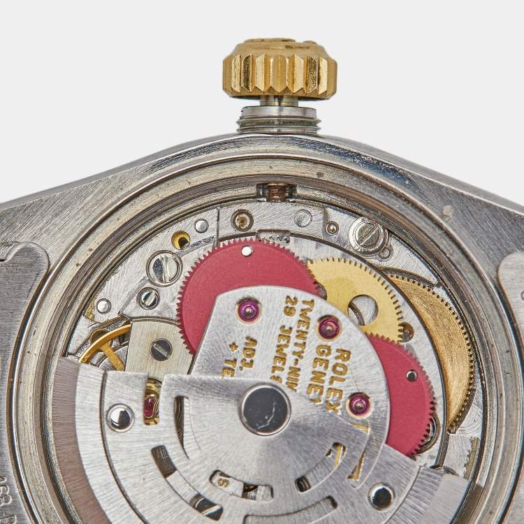 Pre Owned Rolex Blue 18k Yellow Gold Stainless Steel Datejust 69173 Women's Wristwatch 26 mm 