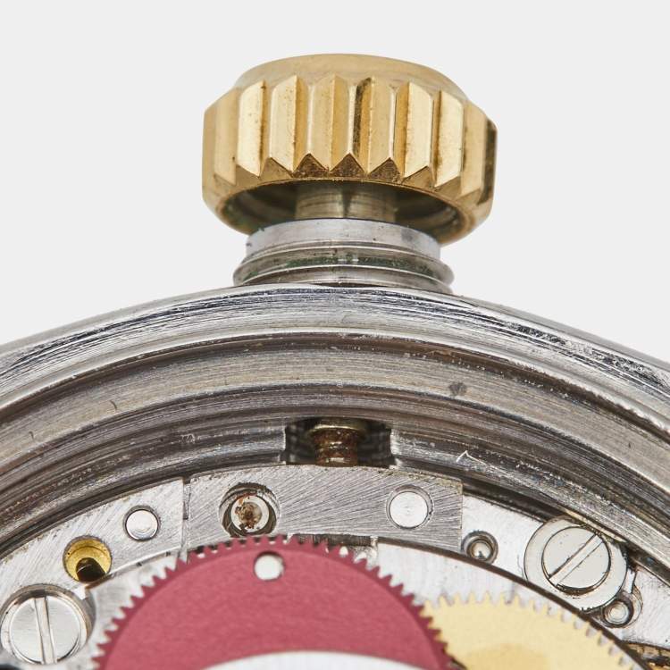 Pre Owned Rolex Blue 18k Yellow Gold Stainless Steel Datejust 69173 Women's Wristwatch 26 mm 