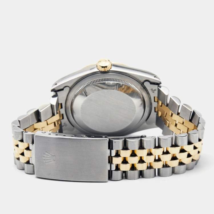 Pre Owned Rolex Champagne 18k Yellow Gold And Stainless Steel Datejust 16233 Men's Wristwatch 36 mm