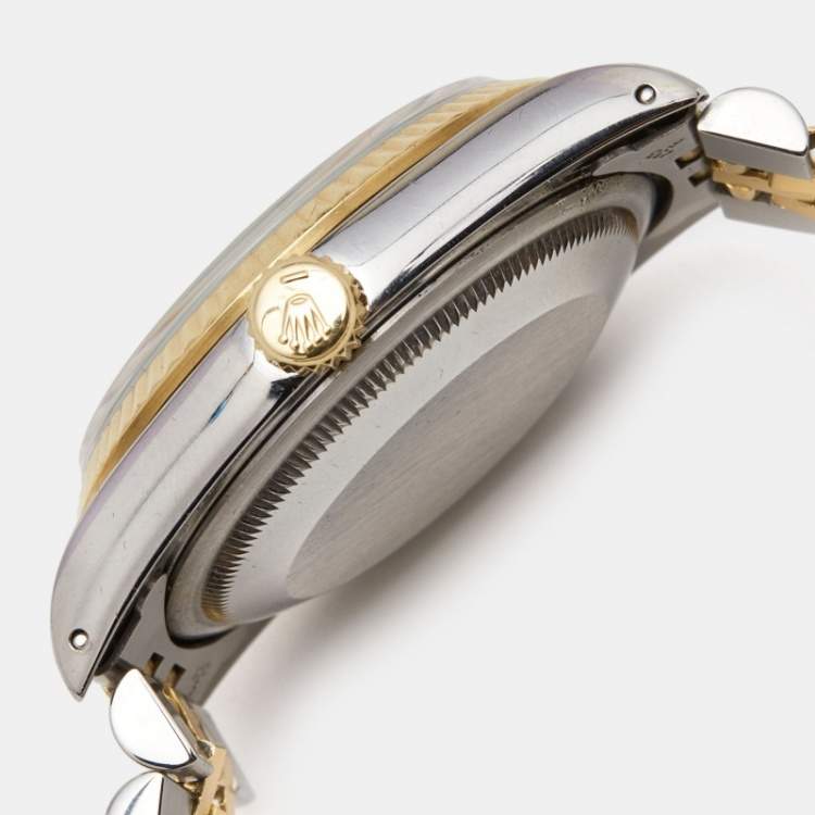 Pre Owned Rolex Champagne 18k Yellow Gold And Stainless Steel Datejust 16233 Men's Wristwatch 36 mm