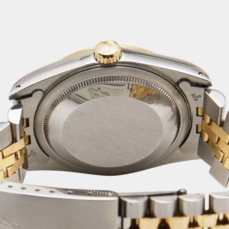 Pre Owned Rolex Champagne 18k Yellow Gold And Stainless Steel Datejust 16233 Men's Wristwatch 36 mm