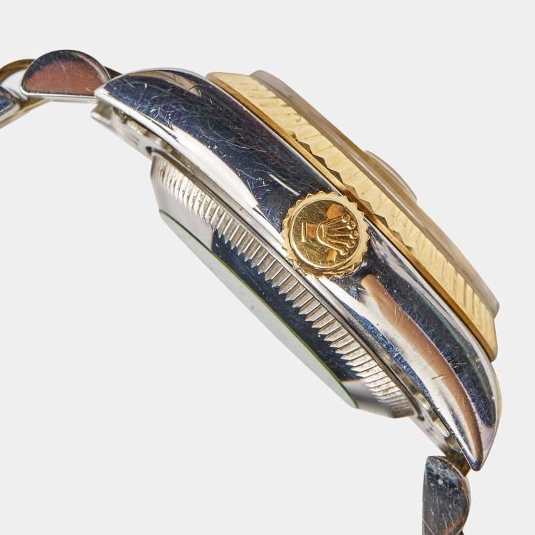 Pre Owned Rolex Champagne 18K Yellow Gold And Stainless Steel Datejust 69173 Women's Wristwatch 26 mm