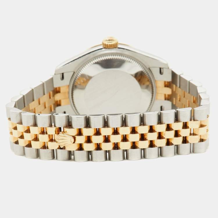 Pre Owned Rolex SIlver Sunburst 18K Yellow Gold Stainless Steel Diamond Datejust M278273-0020 Women's Wristwatch 31 mm