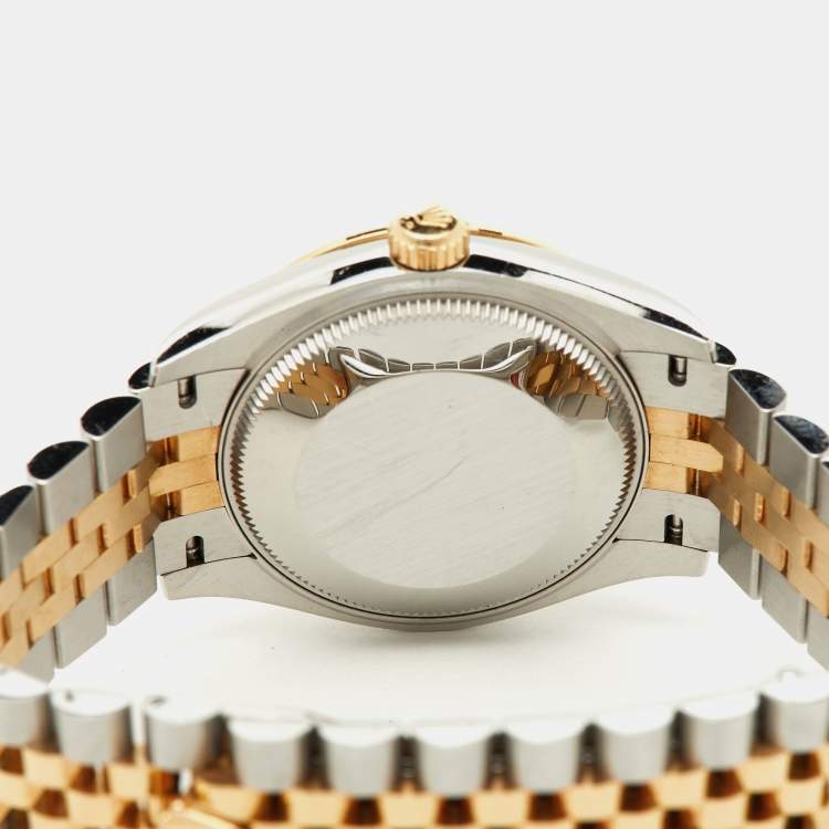 Pre Owned Rolex SIlver Sunburst 18K Yellow Gold Stainless Steel Diamond Datejust M278273-0020 Women's Wristwatch 31 mm