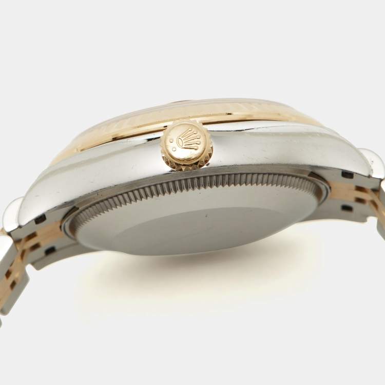 Pre Owned Rolex SIlver Sunburst 18K Yellow Gold Stainless Steel Diamond Datejust M278273-0020 Women's Wristwatch 31 mm