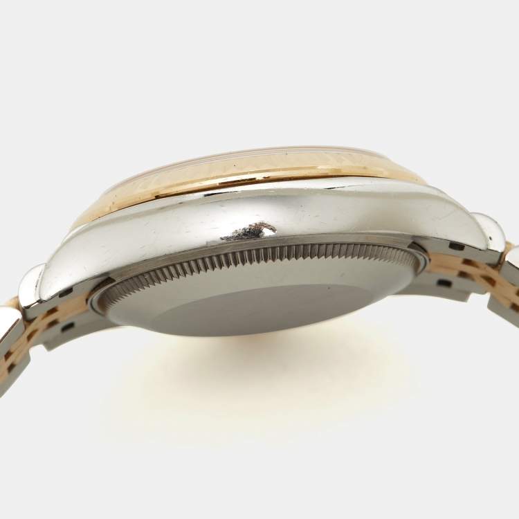 Pre Owned Rolex SIlver Sunburst 18K Yellow Gold Stainless Steel Diamond Datejust M278273-0020 Women's Wristwatch 31 mm