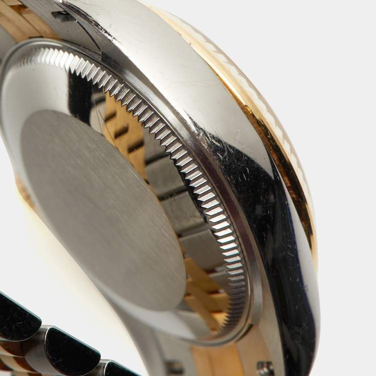 Pre Owned Rolex SIlver Sunburst 18K Yellow Gold Stainless Steel Diamond Datejust M278273-0020 Women's Wristwatch 31 mm
