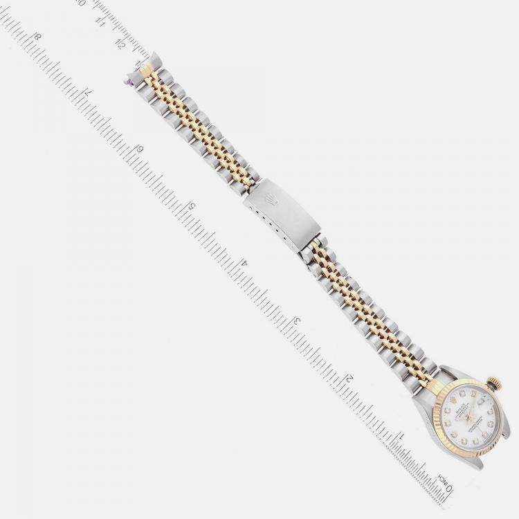 Pre Owned Rolex Datejust Steel Yellow Gold White Diamond Dial Ladies Watch 79173 26 mm