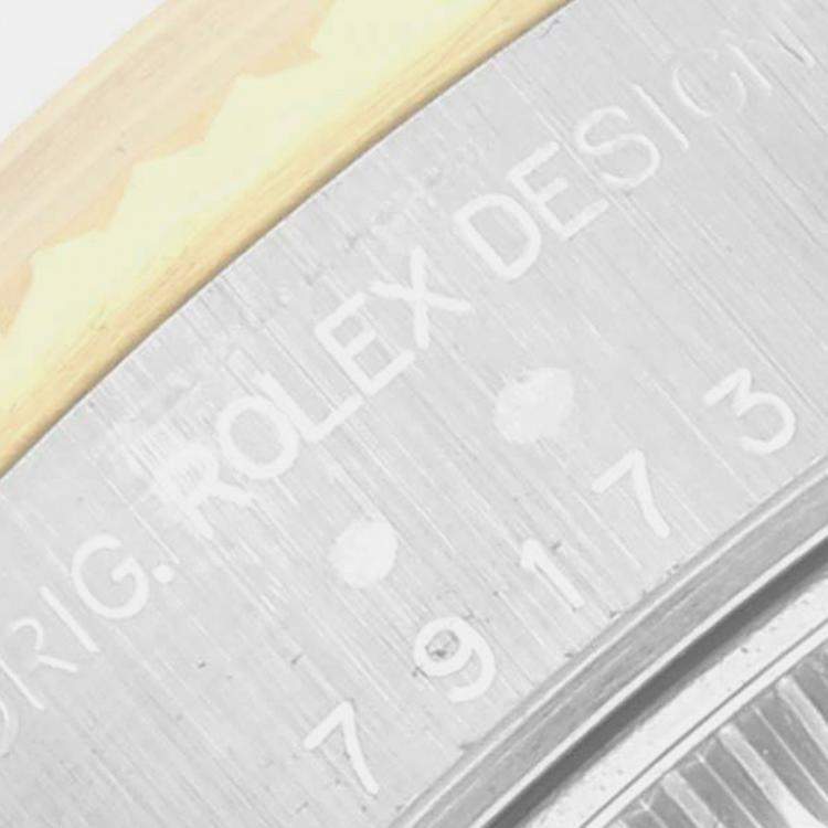 Pre Owned Rolex Datejust Steel Yellow Gold White Diamond Dial Ladies Watch 79173 26 mm