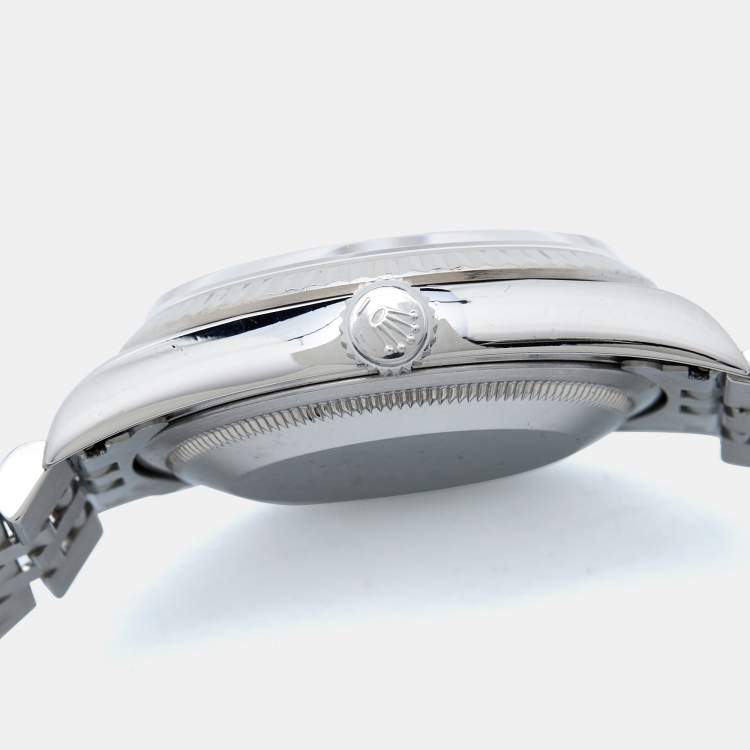 Pre Owned Rolex Silver Sunburst 18K White Gold Stainless Steel Datejust 16234 Men's Wristwatch 36 mm