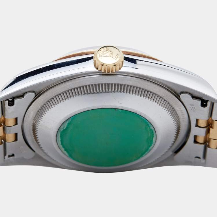 Pre Owned Rolex Champagne 18k Yellow Gold Stainless Steel Datejust 16233 Men's Wristwatch 36 mm