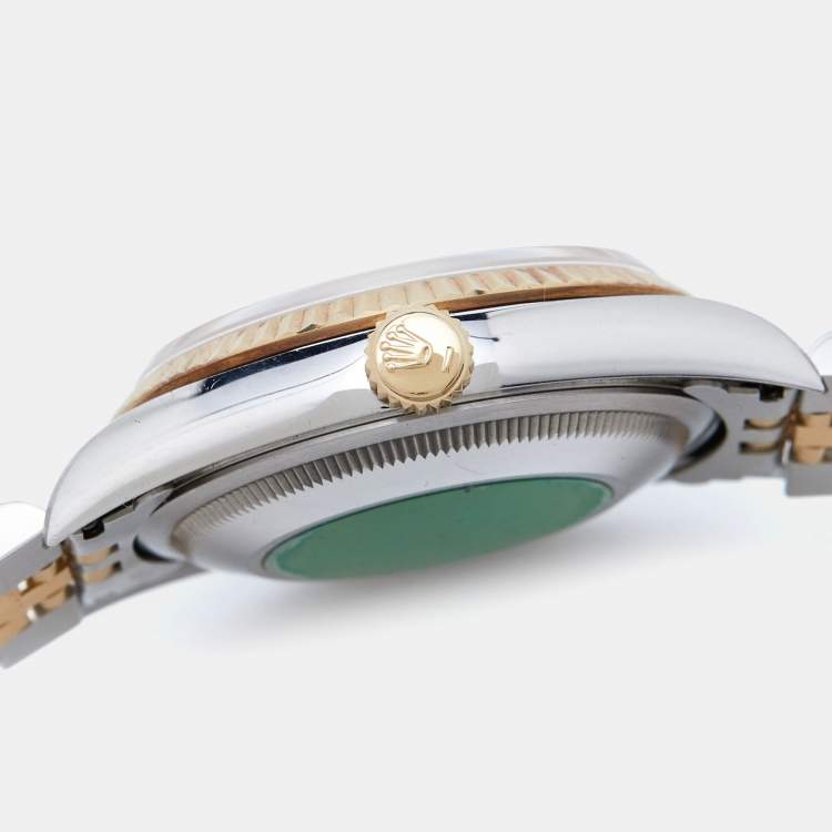 Pre Owned Rolex Champagne 18k Yellow Gold Stainless Steel Datejust 16233 Men's Wristwatch 36 mm