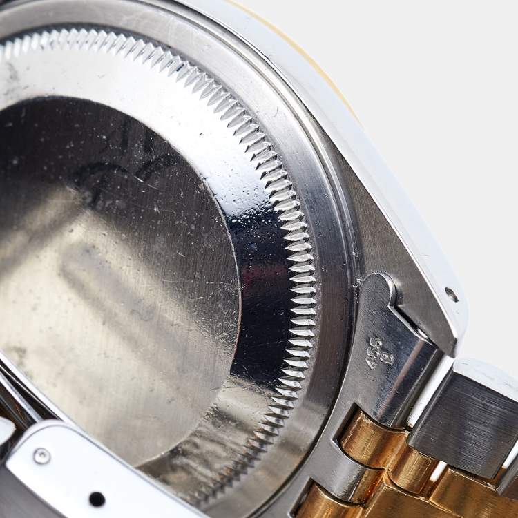 Pre Owned Rolex Champagne 18k Yellow Gold And Stainless Steel Datejust 16233 Men's Wristwatch 36 mm