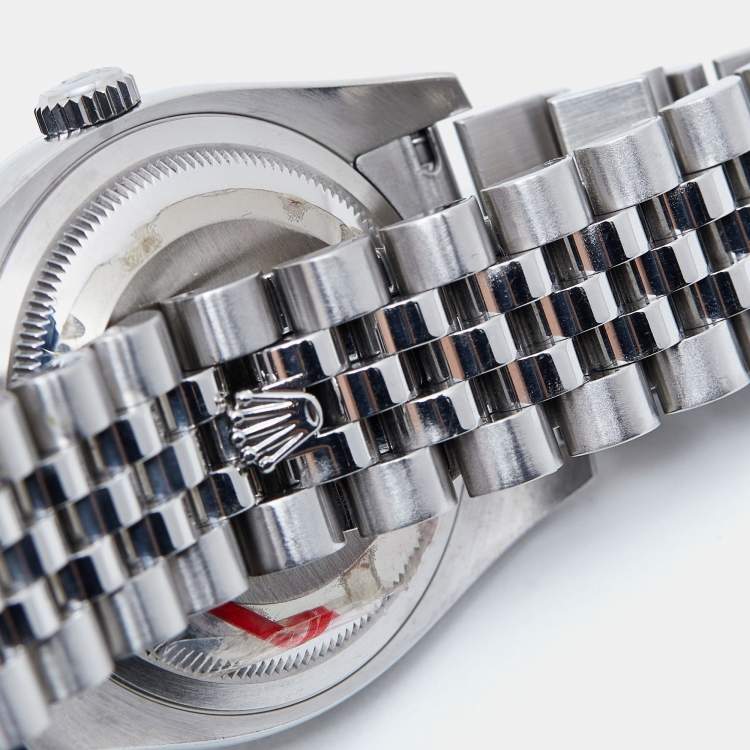 Pre Owned Rolex Pink 18K White Gold Stainless Steel Diamond Datejust 116244-0004 Women's Wristwatch 36 mm