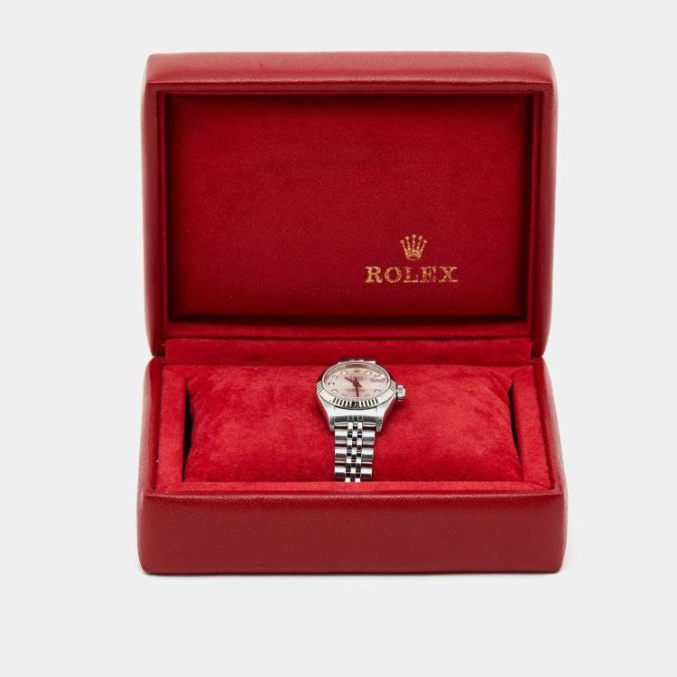 Pre Owned Rolex Silver 18K White Gold Stainless Steel Diamond Datejust 79174 Women's Wristwatch 26 mm