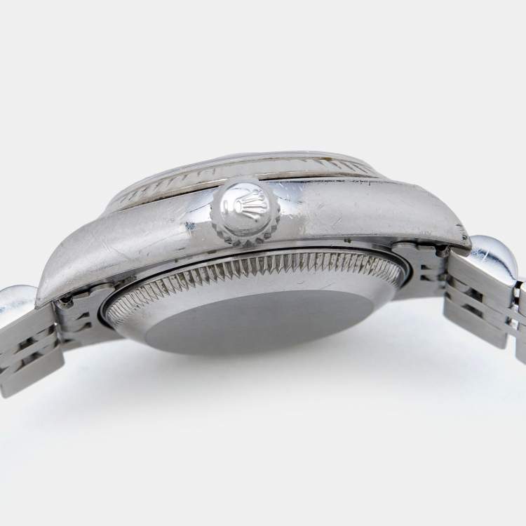 Pre Owned Rolex Silver 18K White Gold Stainless Steel Diamond Datejust 79174 Women's Wristwatch 26 mm