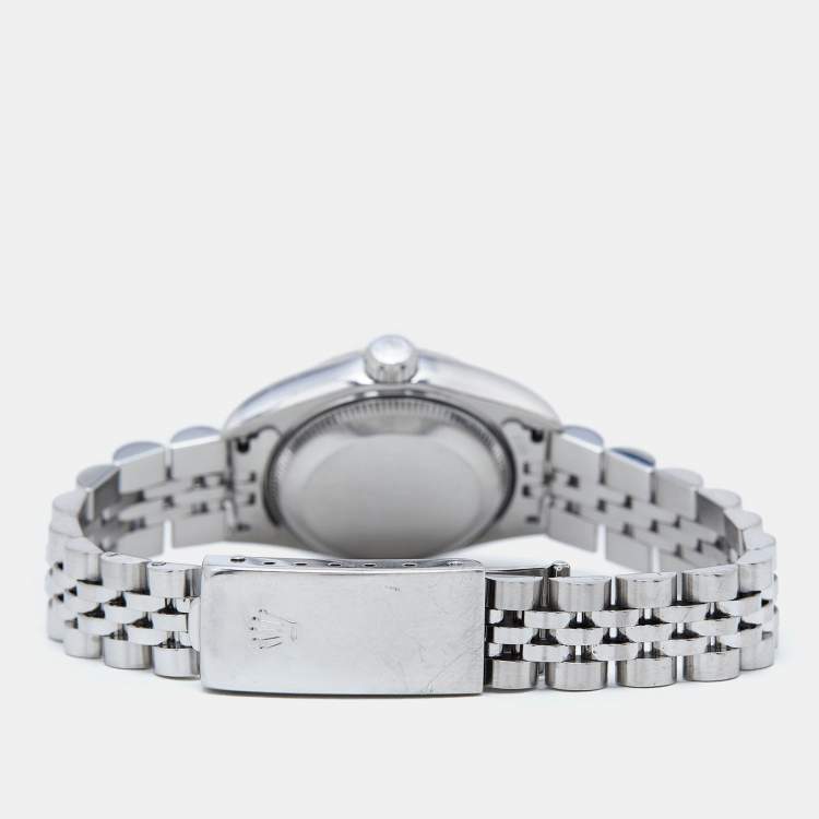 Pre Owned Rolex Silver Jubilee 18K White Gold Stainless Steel Diamond Datejust 79174 Women's Wristwatch 26 mm