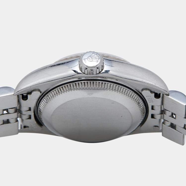 Pre Owned Rolex Silver Jubilee 18K White Gold Stainless Steel Diamond Datejust 79174 Women's Wristwatch 26 mm