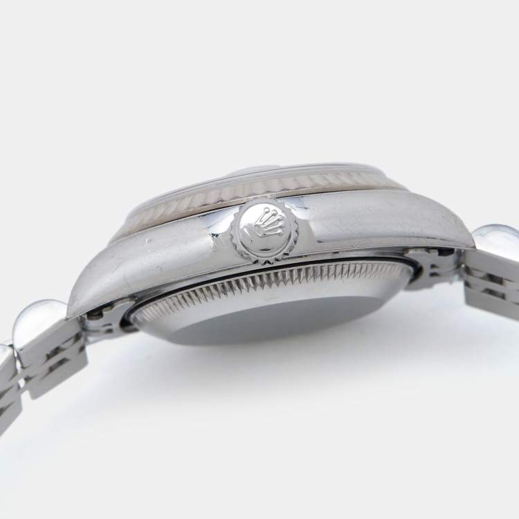 Pre Owned Rolex Silver Jubilee 18K White Gold Stainless Steel Diamond Datejust 79174 Women's Wristwatch 26 mm
