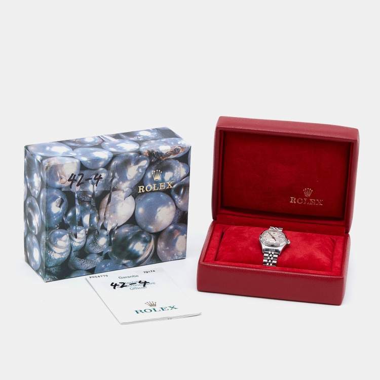 Pre Owned Rolex Silver Jubilee 18K White Gold Stainless Steel Diamond Datejust 79174 Women's Wristwatch 26 mm